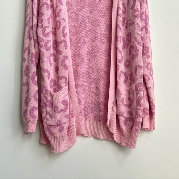 Hayden Los Angeles Pink Animal Print Long Cardigan Make Time For Love Leopard M - Picture 6 of 13